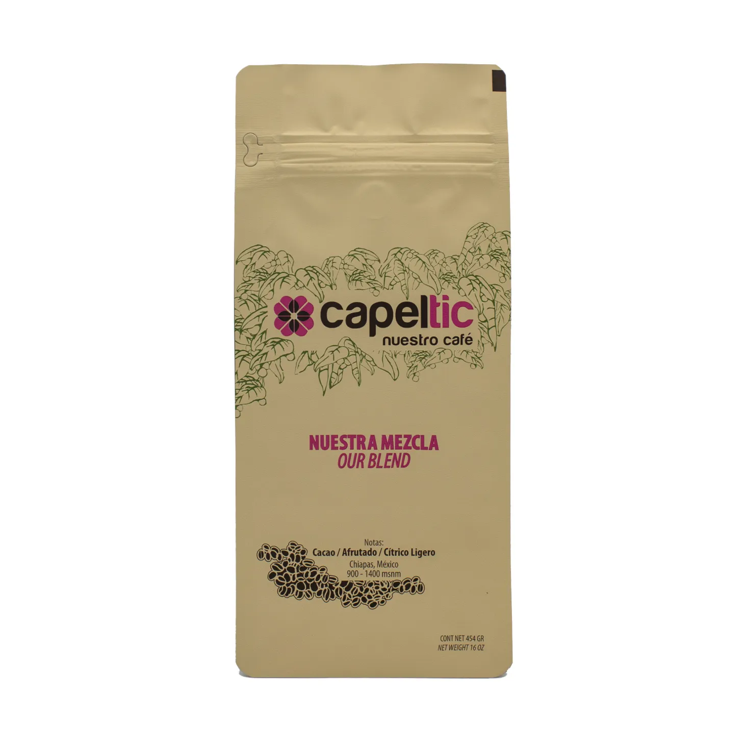 Café EN GRANO de 454 g. Capeltic Nuestra Mezcla - "Don José" 